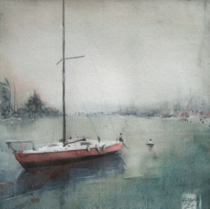 제목이 "aquarelle du lac d'…"인 미술작품 Vanessa Renoux로, 원작, 수채화