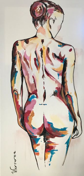 Peinture intitulée "Femme nu" par Vanessa Terreros, Œuvre d'art originale, Acrylique Monté sur Châssis en bois