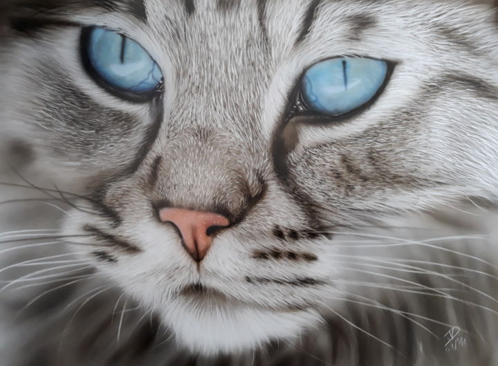 Pintura titulada "Blue Eyes" por Nesdesign, Obra de arte original, Aerógrafo