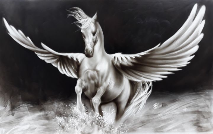 Pintura titulada "Pegasus" por Nesdesign, Obra de arte original, Aerógrafo