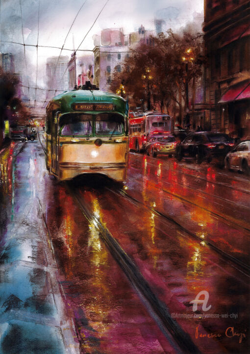Painting titled "After the Rain" by Vanessa Chyi, Original Artwork, Watercolor
