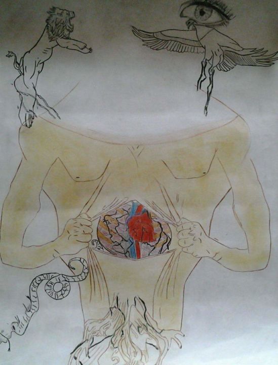Dessin intitulée "L'homme iréel" par Plume D'Orient, Œuvre d'art originale, Crayon