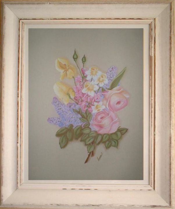 Painting titled "bouquet lilas" by Epinat Vanessa, Original Artwork, Other