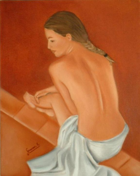 Peinture intitulée "bain de soleil" par Epinat Vanessa, Œuvre d'art originale, Huile