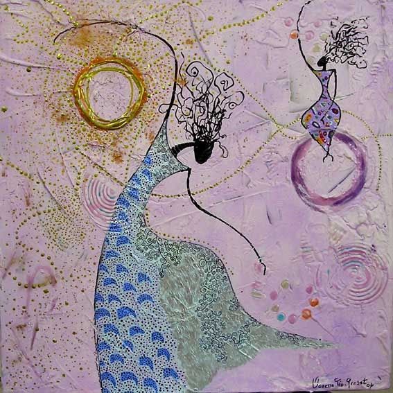 Painting titled "La danse en rose" by Vanessa Tio-Groset, Original Artwork