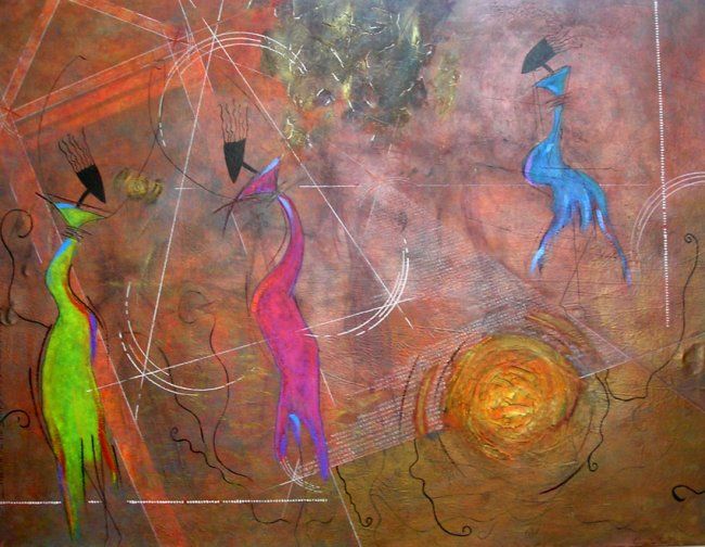 Pintura intitulada "La danse des trois…" por Vanessa Tio-Groset, Obras de arte originais