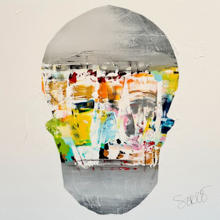 Peinture intitulée "Il cranio / 60 x 60…" par Abstract Paintings Serge, Œuvre d'art originale, Acrylique
