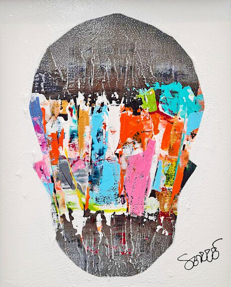 Картина под названием "Il cranio standing…" - Abstract Paintings Serge, Подлинное произведение искусства, Акрил