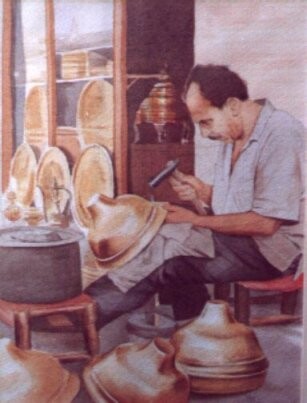 Painting titled "Working on brass" by Vani Ghougassian, Original Artwork