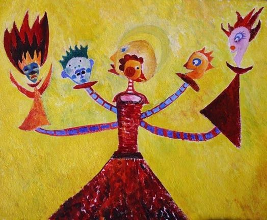 Painting titled "Puppets" by Vania, Original Artwork