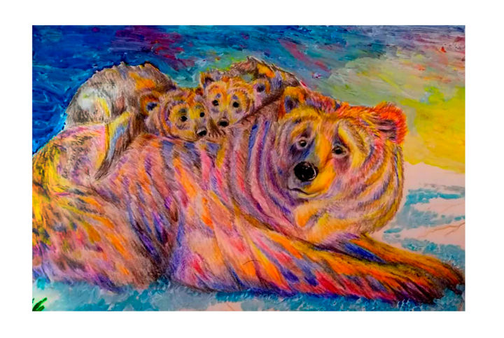Картина под названием "нежность" - Екатерина Мозговая, Подлинное произведение искусства, Цветные карандаши