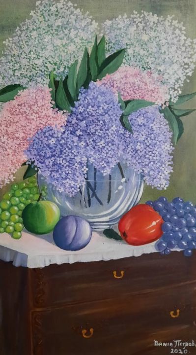 Painting titled "lilac" by Vania Petrova, Original Artwork, Oil