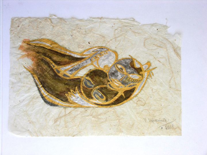 Painting titled "The hug" by Vania Sofronieva, Original Art, Silverpoint