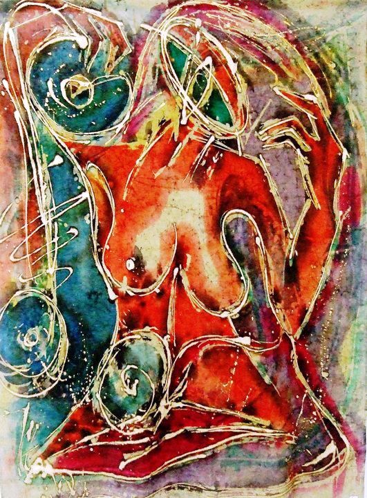 Painting titled "the woman with the…" by Vania Sofronieva, Original Art, Wax