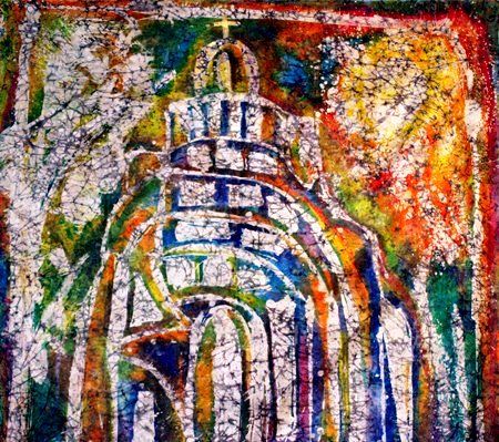 Painting titled "The church" by Vania Sofronieva, Original Artwork, Wax