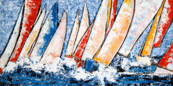 Peinture intitulée "colorboats.jpg" par Vanja Maracic, Œuvre d'art originale
