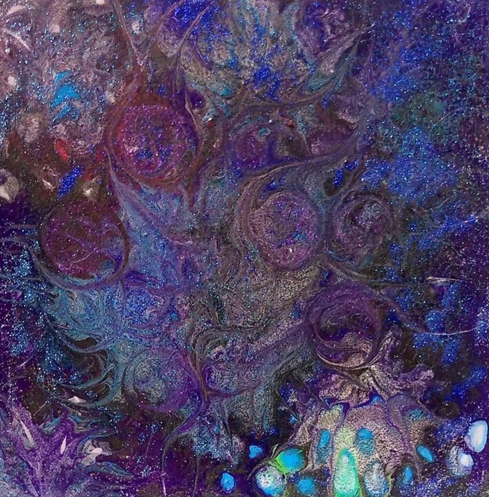 Painting titled "Purple rings" by Vanja Zanze, Original Artwork, Acrylic