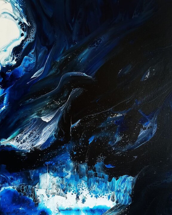 Painting titled "Black waves" by Vanja Zanze, Original Artwork, Acrylic