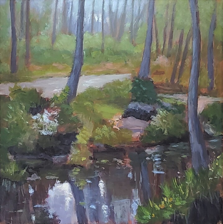 Pintura titulada "Balade en forêt" por Pierre Vanmansart, Obra de arte original, Acrílico Montado en Bastidor de camilla de…