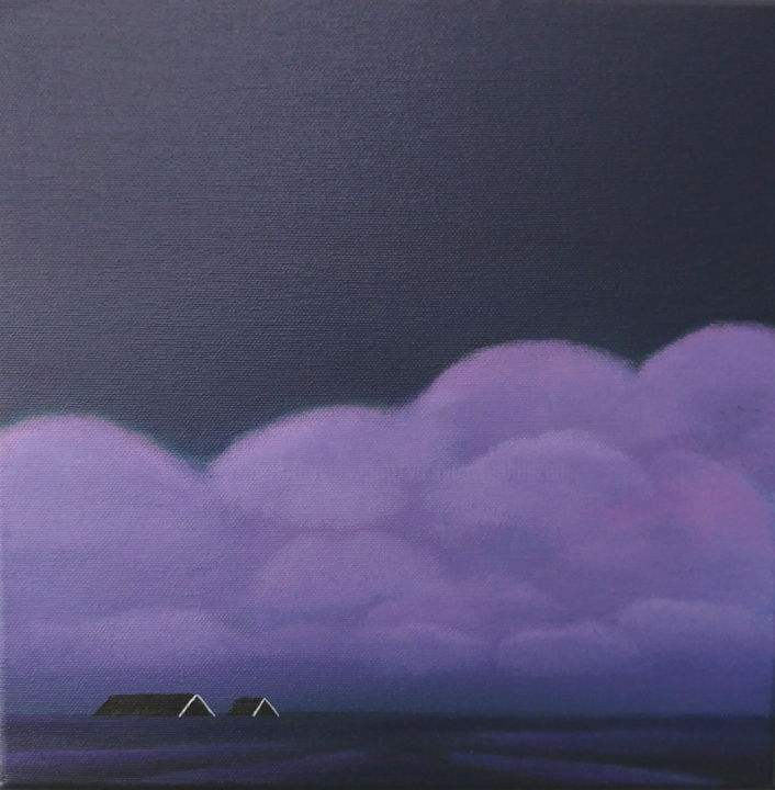 Peinture intitulée "Purple evening" par Nelly Van Nieuwenhuijzen, Œuvre d'art originale, Acrylique Monté sur Châssis en bois