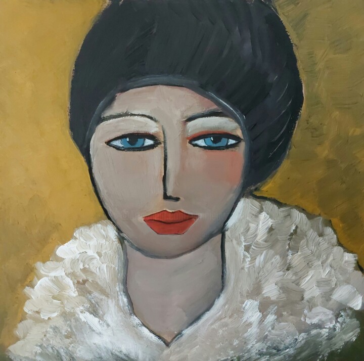 Painting titled "Julia" by Nelly Van Nieuwenhuijzen, Original Artwork, Acrylic Mounted on Wood Panel