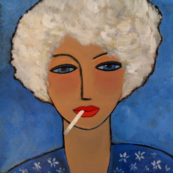 Painting titled "Blue" by Nelly Van Nieuwenhuijzen, Original Artwork, Acrylic