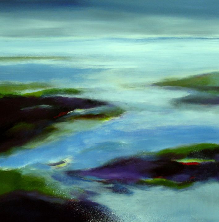 Peinture intitulée "The coast touching…" par Nelly Van Nieuwenhuijzen, Œuvre d'art originale, Acrylique