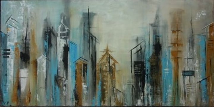 Peinture intitulée "Lively city" par Vasiliki Polizogopoulou, Œuvre d'art originale, Acrylique