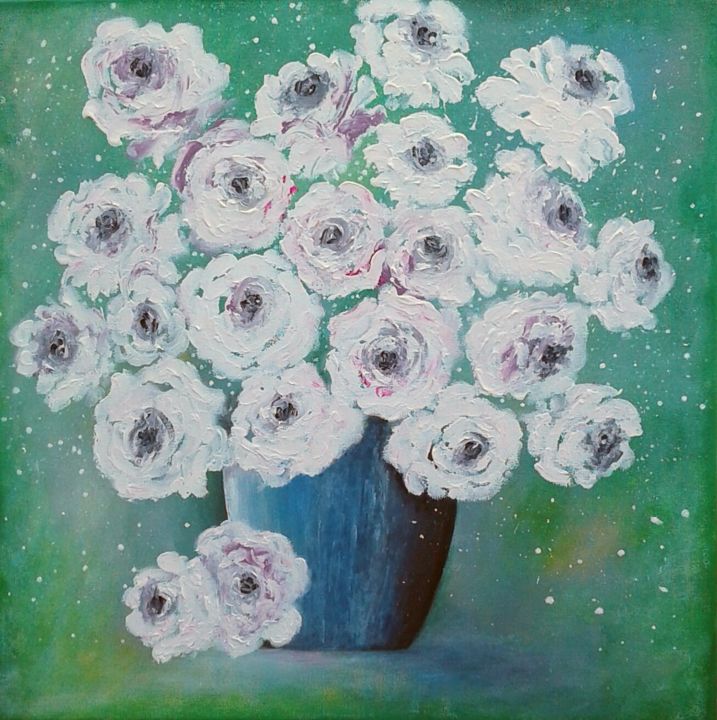 Malerei mit dem Titel "Winter roses" von Vasiliki Polizogopoulou, Original-Kunstwerk, Acryl