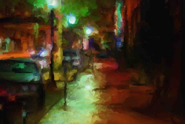 绘画 标题为“Street Scene” 由Van Rothrock, 原创艺术品, 油