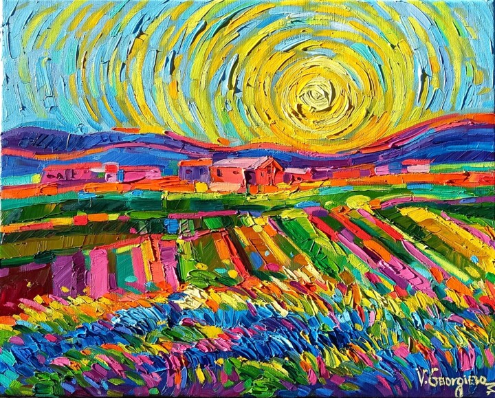绘画 标题为“Gogh Is Happy” 由Vanya Georgieva, 原创艺术品, 油 安装在木质担架架上