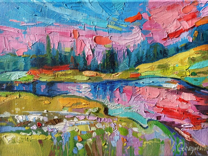 제목이 "Canadian reflections"인 미술작품 Vanya Georgieva로, 원작, 기름 나무 들것 프레임에 장착됨