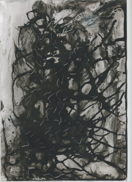 Картина под названием "Black bile spill (Р…" - Vanya Kasatka, Подлинное произведение искусства, Чернила