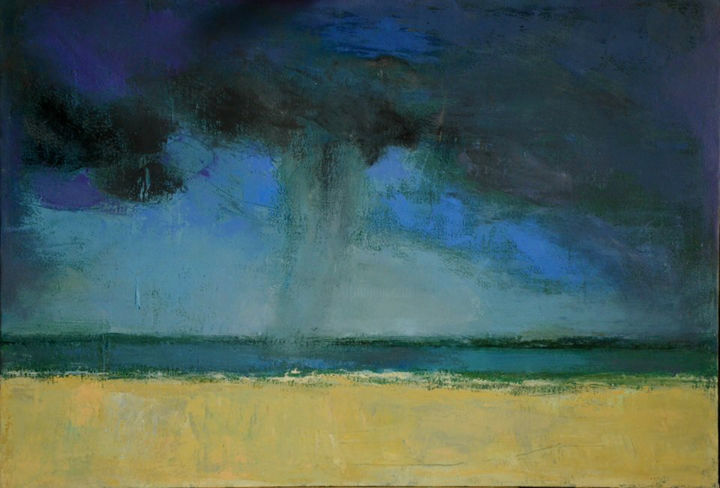 Картина под названием "Rain in the sea" - Varduhi Mkhitaryan, Подлинное произведение искусства, Масло