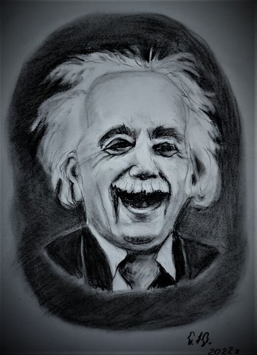 Рисунок под названием "Энштейн" - Юрий Ситников, Подлинное произведение искусства, Пастель