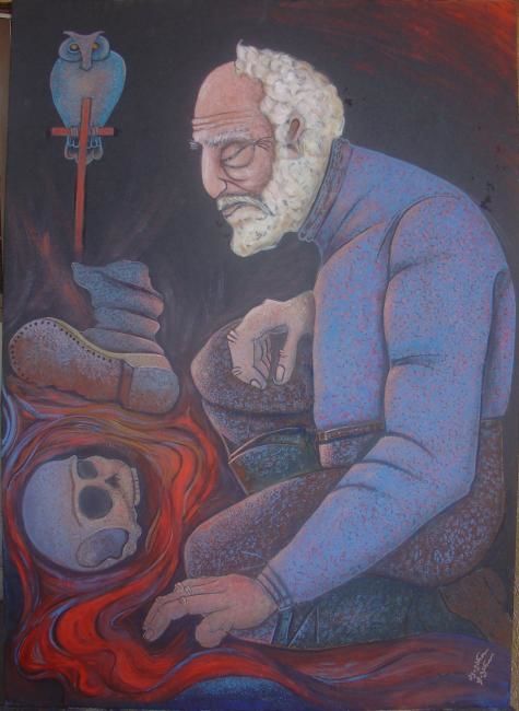 Картина под названием "Soldiers father" - Vartagava Avtandil And Tariel, Подлинное произведение искусства, Масло