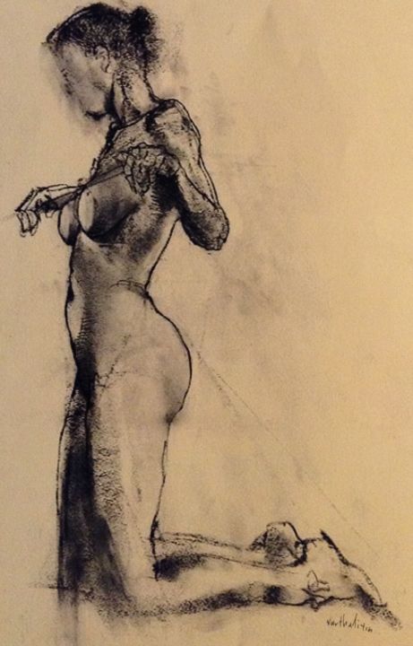 Painting titled "Nude" by George-Maran Varthalitis, Original Artwork, Acrylic