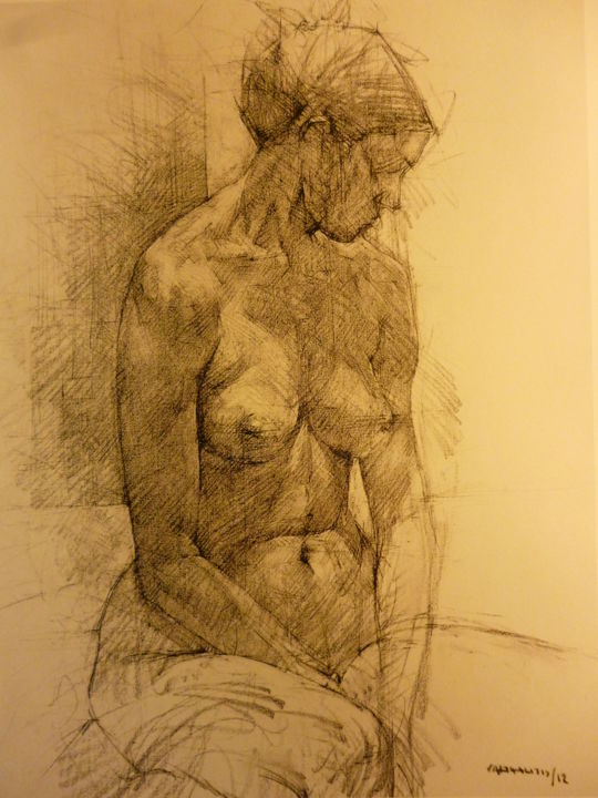 Schilderij getiteld "a nude womman's por…" door George-Maran Varthalitis, Origineel Kunstwerk