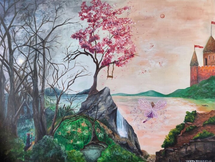 Painting titled "Magic forest #1" by Varvara Arseneva [Varta], Original Artwork, Acrylic