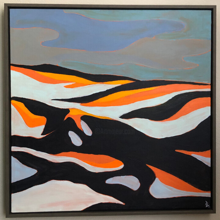 "orange mountains in…" başlıklı Tablo Varvara Tsoy tarafından, Orijinal sanat, Akrilik Ahşap Sedye çerçevesi üzerine monte e…