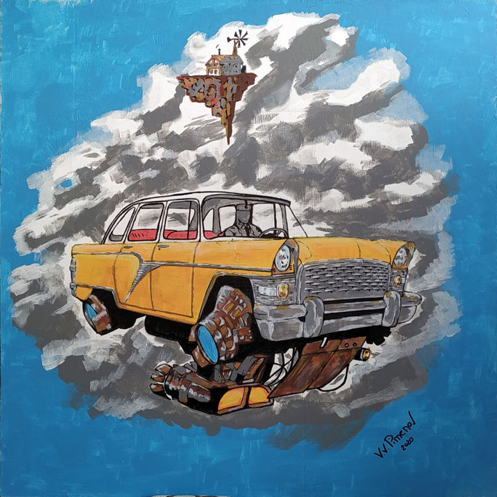 Картина под названием "ГАЗ-13 "Чайка"/GAZ-…" - Vasiliy Pimenov, Подлинное произведение искусства, Акрил