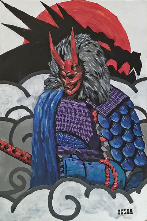 Картина под названием "Dragon Warrior" - Vasiliy Pimenov, Подлинное произведение искусства, Акрил