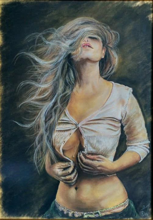 Painting titled "Ветер стратси" by Vasilii Linnik, Original Artwork, Pastel