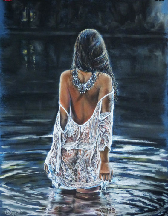 Pintura titulada "Двічі в одну річку…" por Vasilii Linnik, Obra de arte original, Pastel