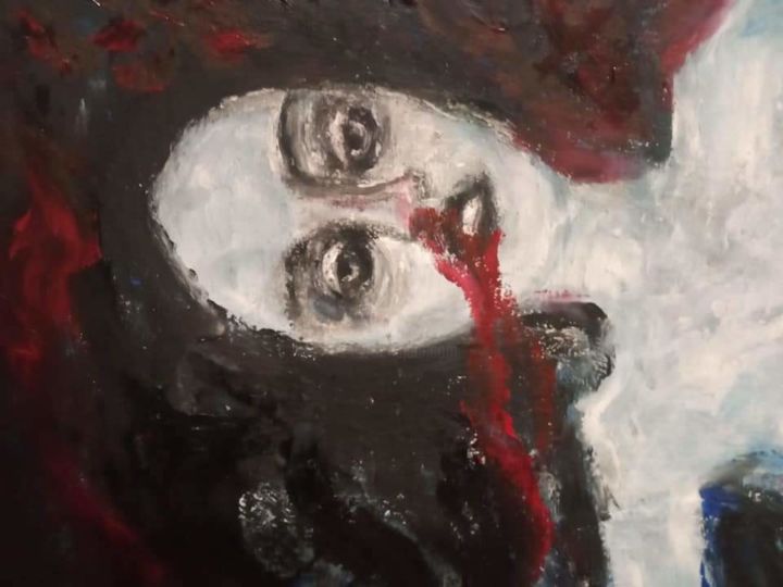Ζωγραφική με τίτλο "Murder" από Vasia Perrou, Αυθεντικά έργα τέχνης, Λάδι