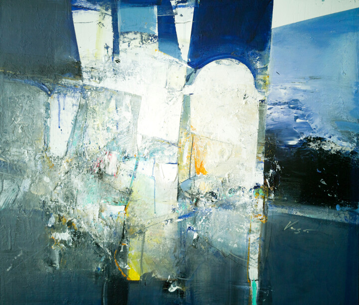 제목이 "Window to the sea"인 미술작품 Vasil Vasilev (Vaso)로, 원작, 아크릴 나무 들것 프레임에 장착됨