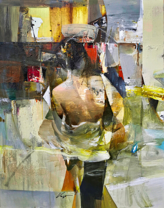 Painting titled "She is the woman" by Vasil Vasilev (Vaso), Original Artwork, Acrylic Mounted on Wood Stretcher frame