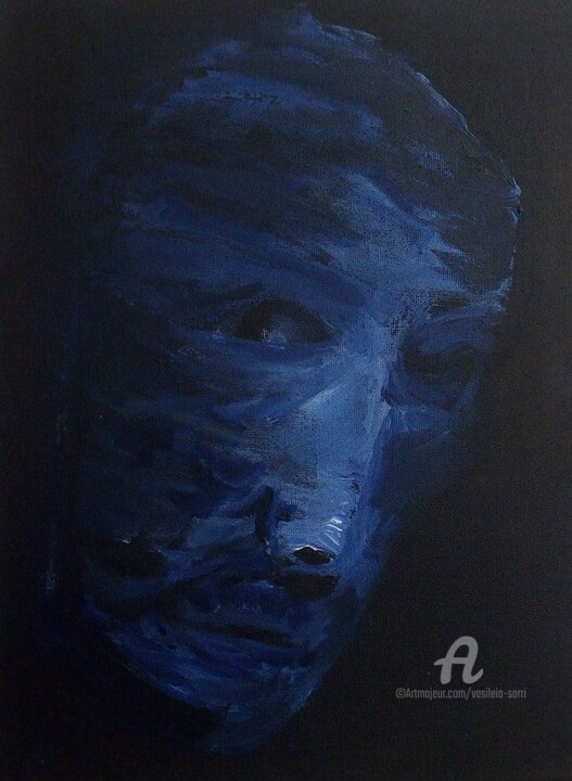 Картина под названием "The Look of Fear" - Vasileia Sarri, Подлинное произведение искусства, Акрил