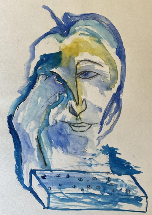 Painting titled "Humanplan" by Vasileia Sarri, Original Artwork, Watercolor