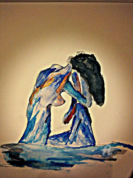 Painting titled "Nude" by Vasileia Sarri, Original Artwork, Digital Painting